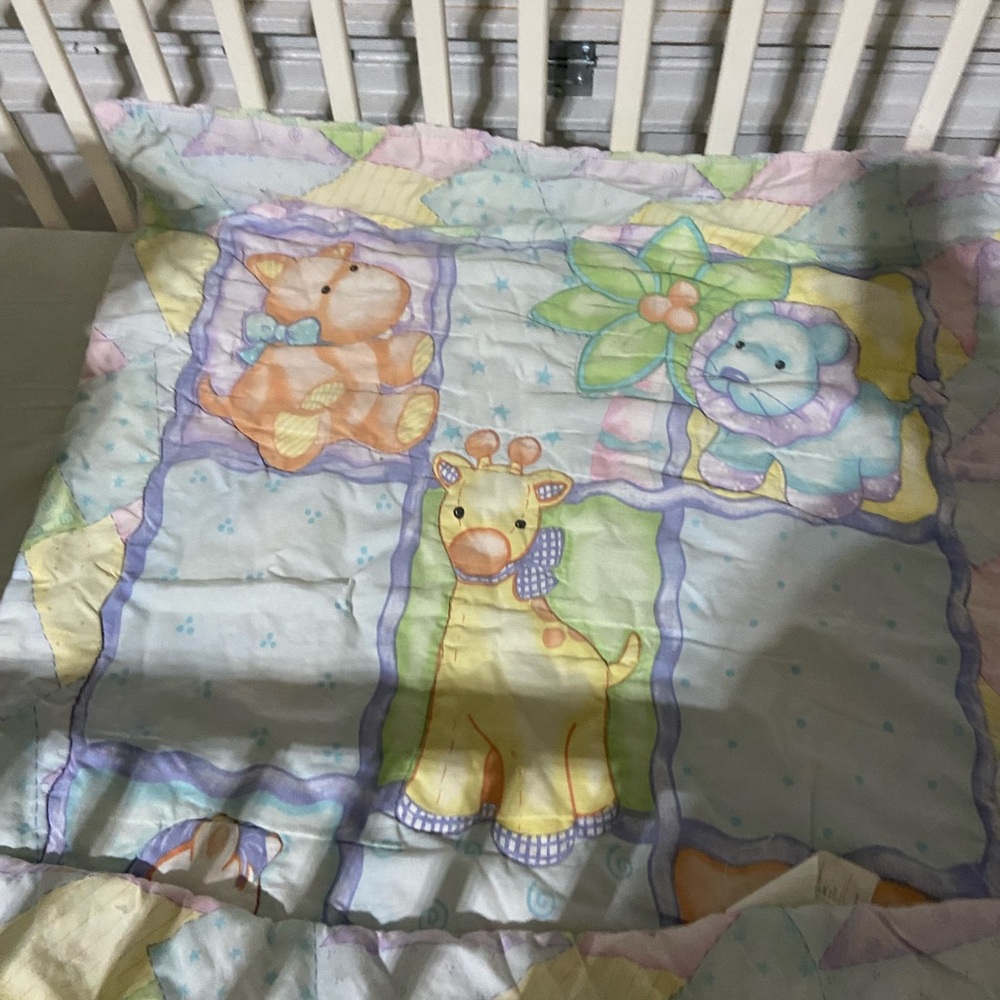 Jungle Safari Gray/Tan/White Nursery USD 6-Piece Baby Crib Bedding Set V… - Picture 4 of 15